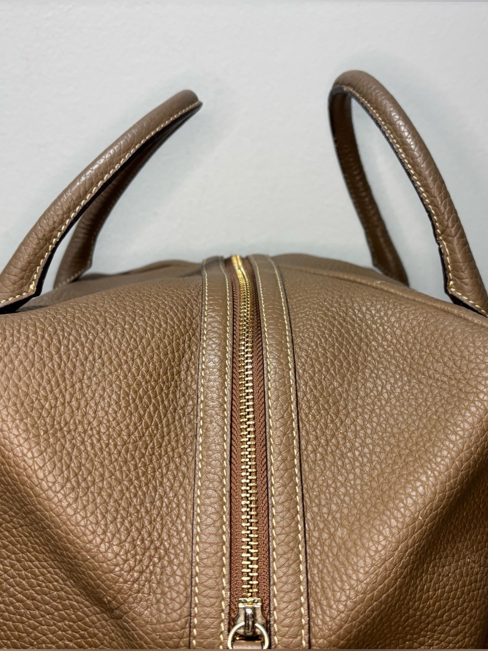 Bruno Magli Pebbled Leather Satchel in Taupe - Picture 7 of 16